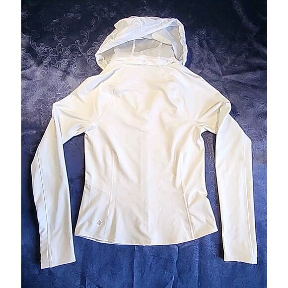 Athleta Hope Yoga Jacket White Full Zip Stretch Size Small Removable Hoodie - Picture 6 of 9